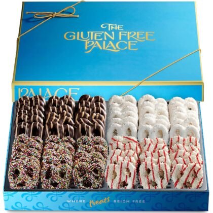 Gluten Free Palace Chocolate Gift Box – Gluten Free Chocolate Covered Pretzels Purim Gifts – Heartfelt Mishloach Manot Treat Box and Sweet Gift for Him & Her (4 Flavors)