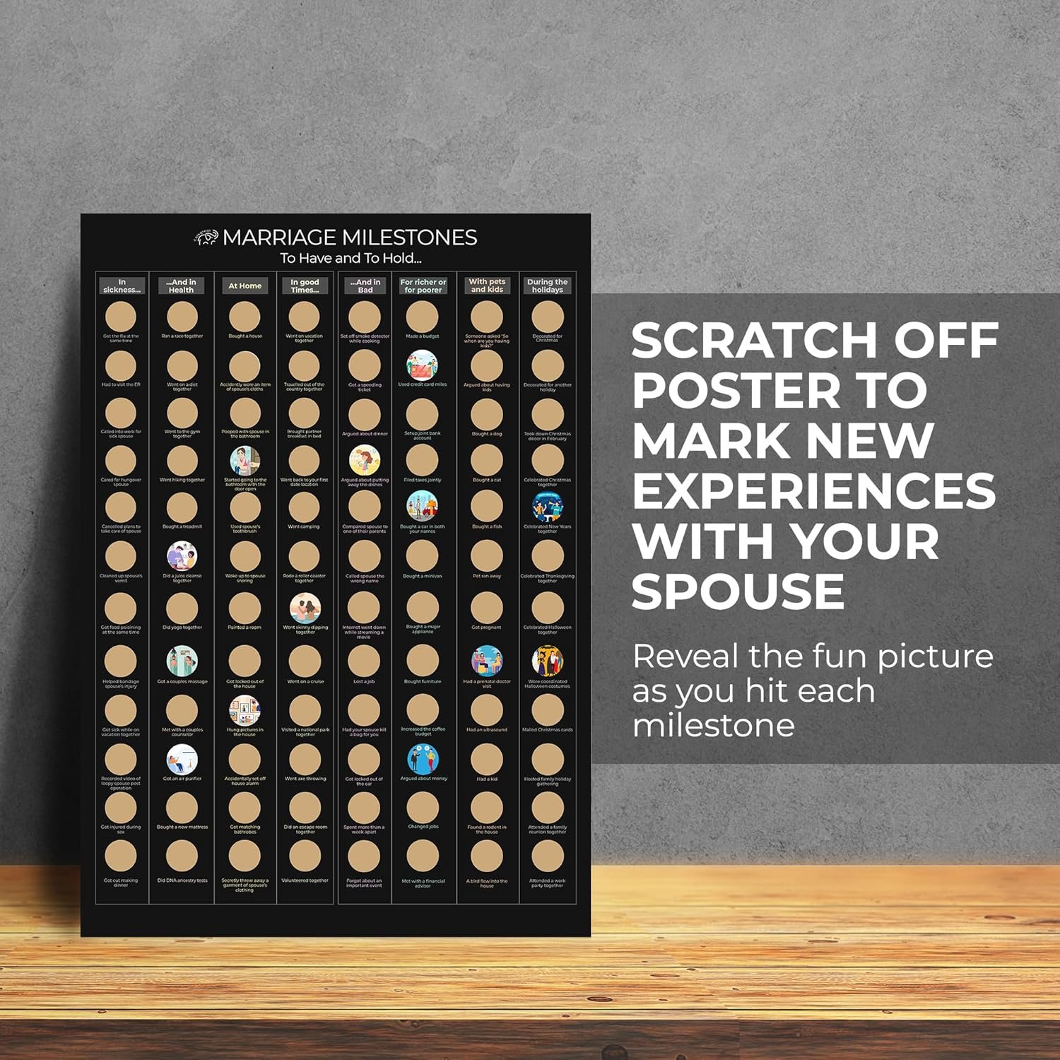 Celegreat Marriage Milestone Scratch Off Poster | Wedding Gift | Newlywed Gift | Bucket List for Couples - Image 2