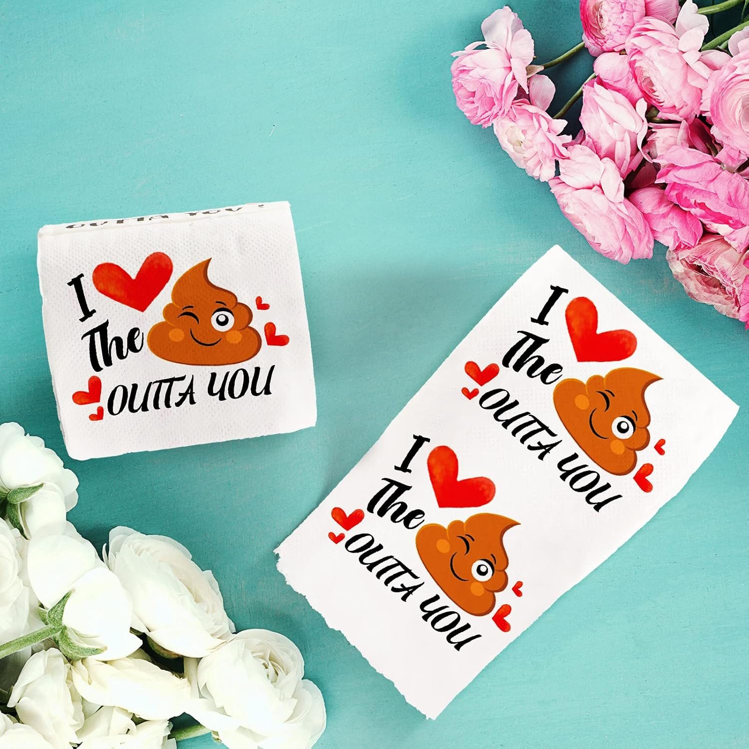 2 Rolls Funny Toilet Paper Romantic Novelty Toilet Paper Heart Funny Gag Gift for Boyfriend Girlfriend Friend Sister on Anniversary, Wedding - Image 6