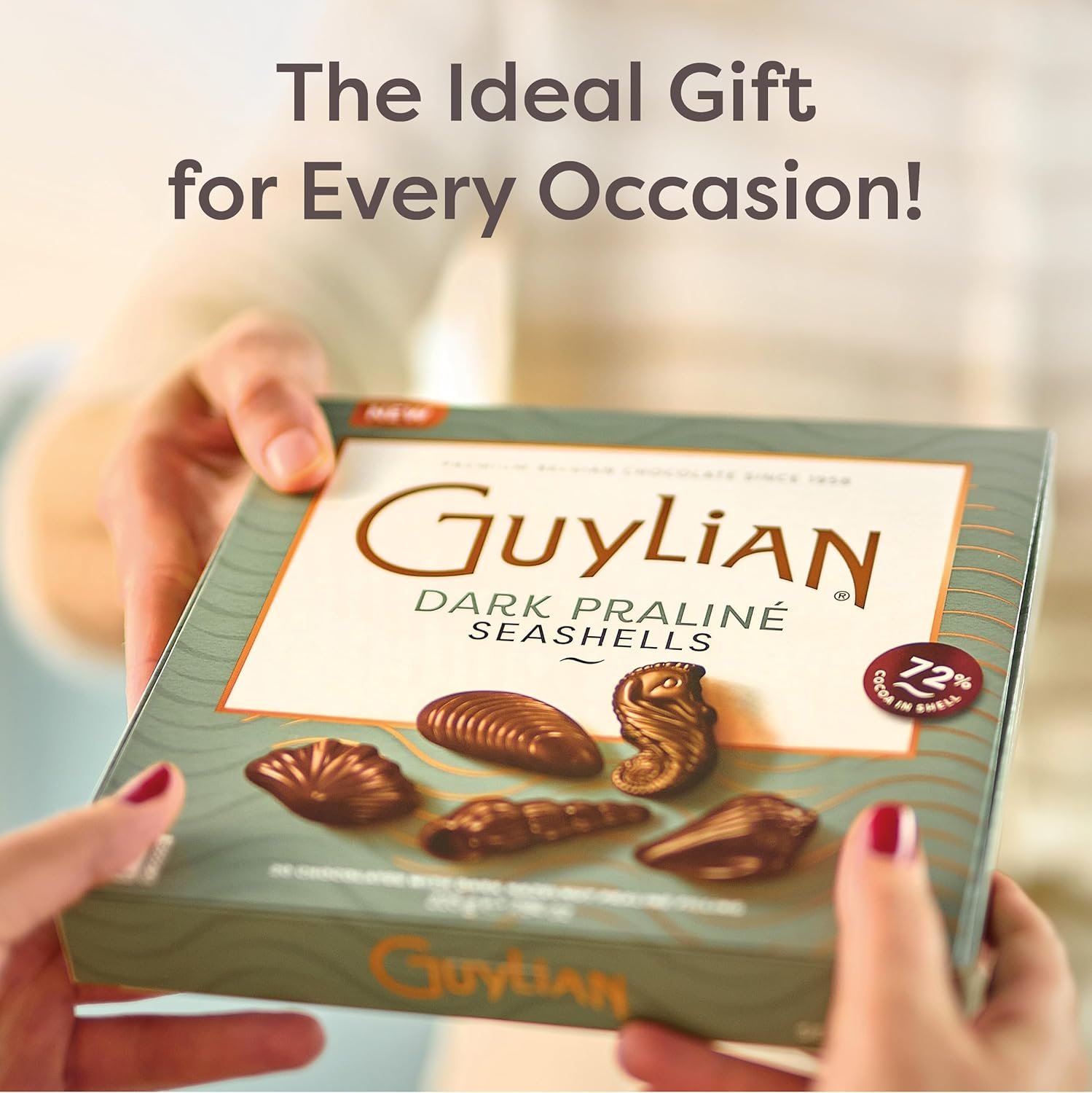 Valentines Day Dark Chocolate Seashells Gift Box by GuyLian, 7.94 oz, 20 pc (Pack of 2) Gourmet Belgian Dark Praliné with 72% Cocoa, Valentine Candy for Her and Him - Image 6