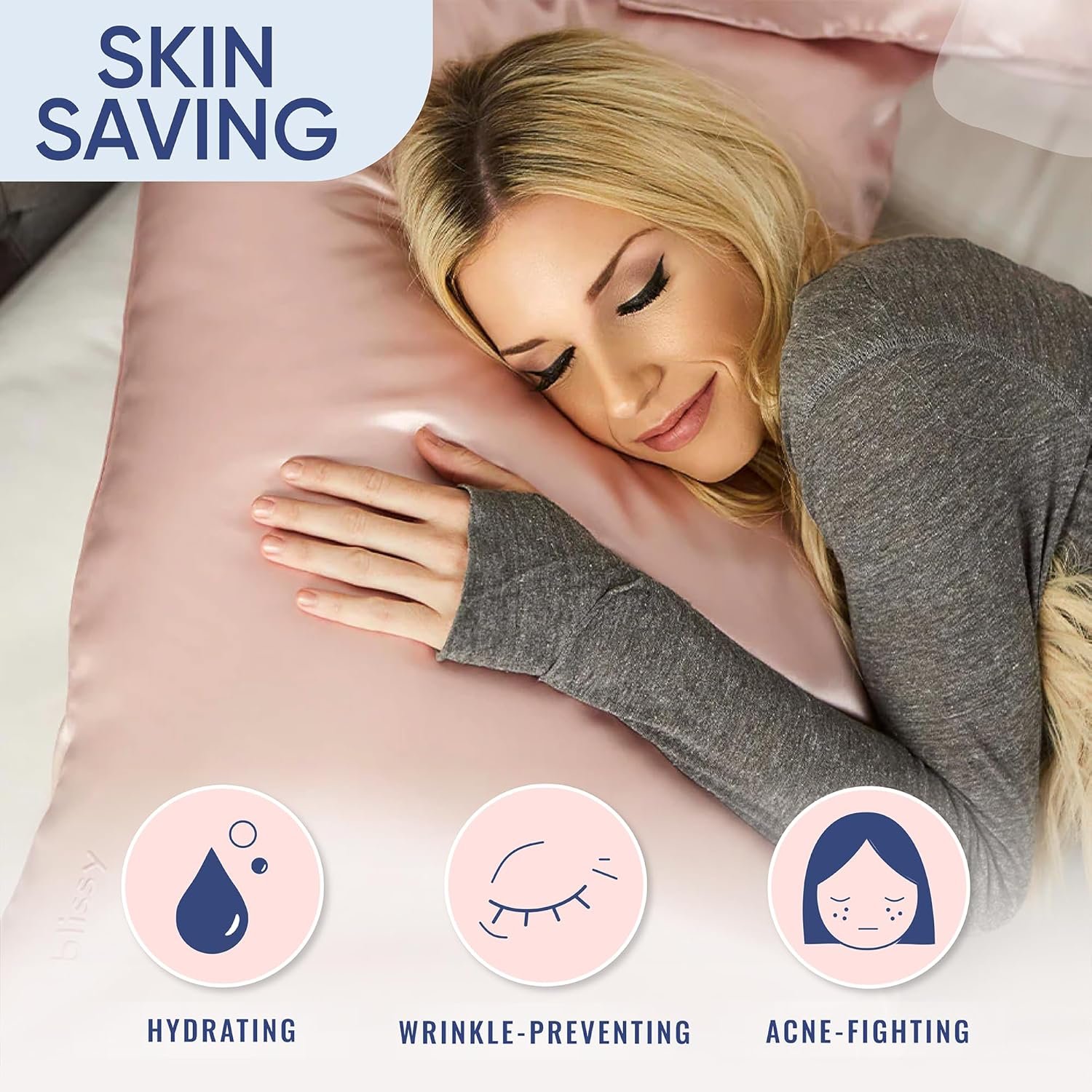 Blissy Silk Pillowcase - 100% Pure Mulberry Silk - 22 Momme 6A High-Grade Fibers - Silk Pillow Cover for Hair & Skin - Regular, Queen & King (Pink, Standard) - Image 4