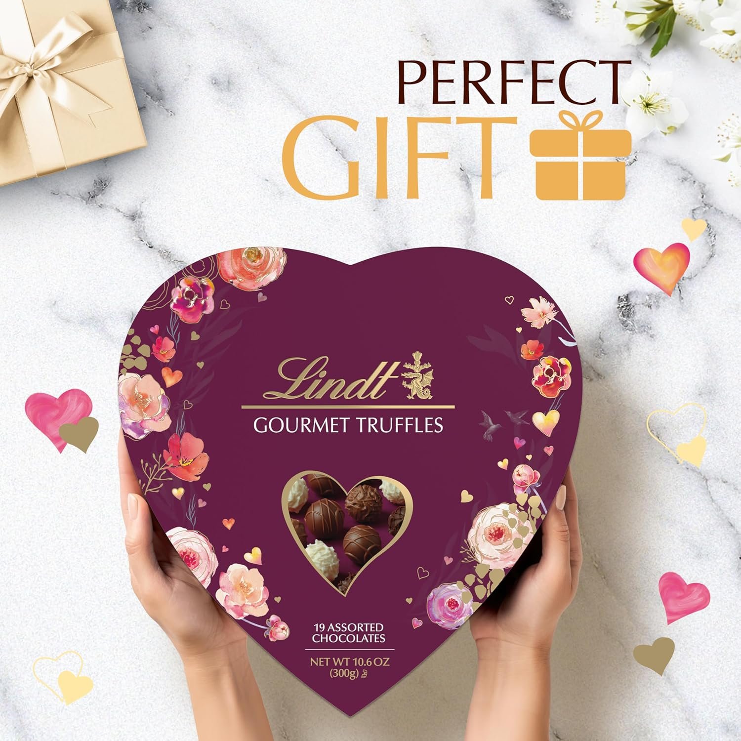 Lindt Valentine's Gourmet Truffles Assorted Chocolate Candy Heart, 10.6 oz. - Image 4