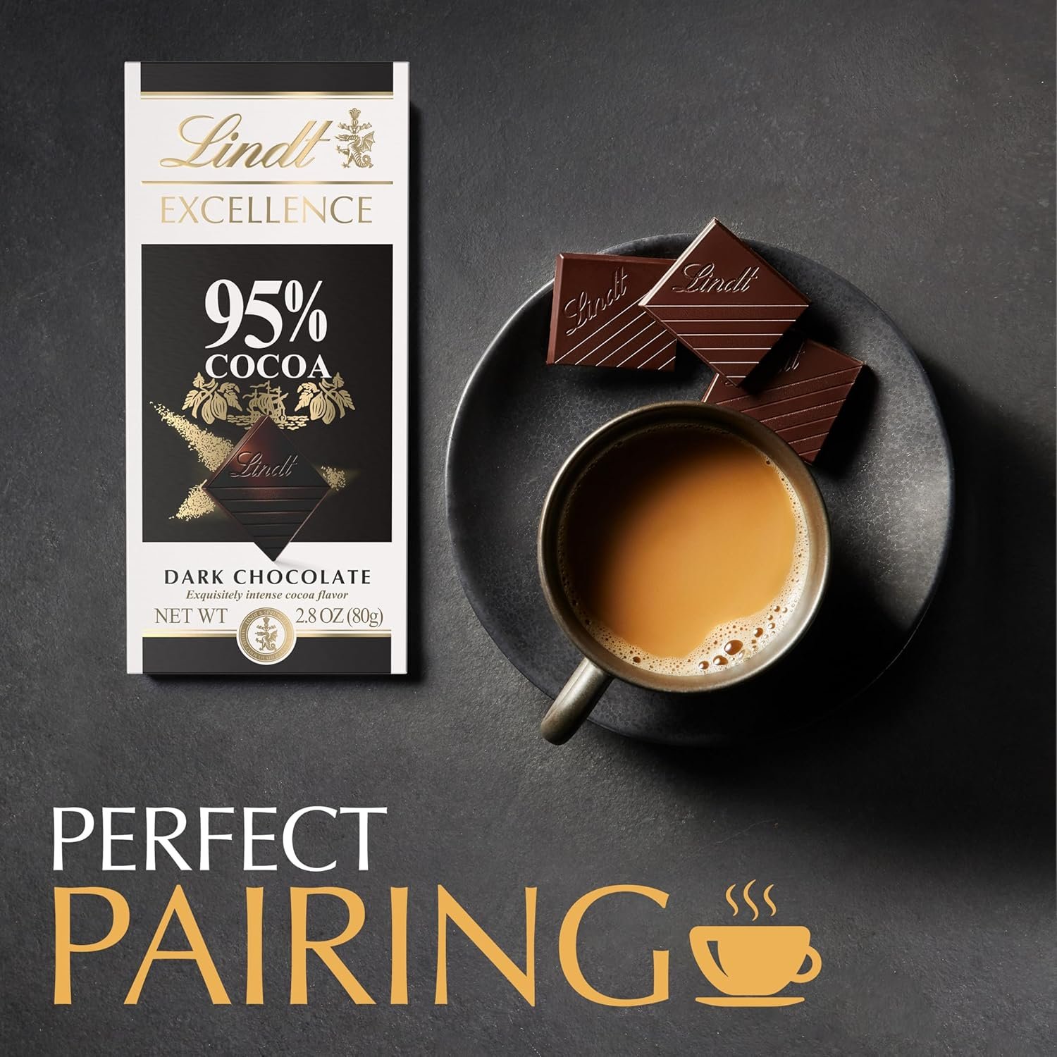 Lindt EXCELLENCE 95% Cocoa Dark Chocolate Bar, Dark Chocolate Candy, 2.8 oz. (12 Pack) - Image 4