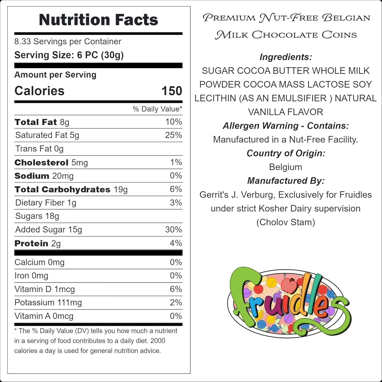 25 Edible Chocolate Coins, Gold Half Dollar Milk Chocolate, Made with Premium Belgian ingredients, Nut Free, Non-GMO, Certified Kosher Dairy 25-Pack Christmas Stocking Stuffers - Image 3