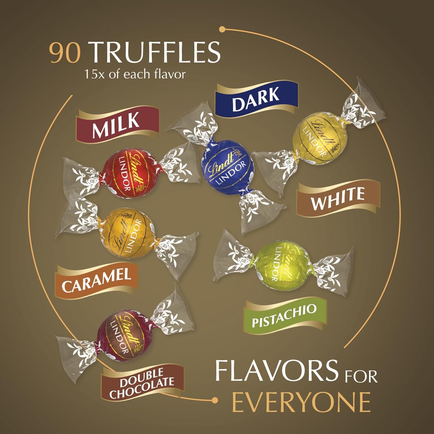 Lindt LINDOR Assorted Chocolate Truffles 90 Count Gift Box, Chocolate Candy with Smooth, Melting Truffle Center, 38.4 oz. Box - Image 5