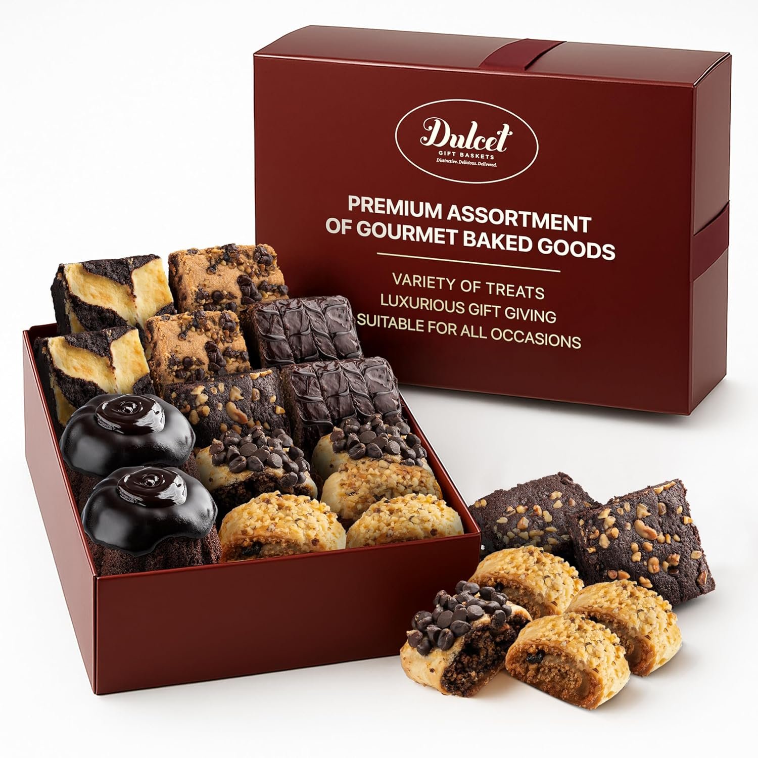 Dulcet Holiday Gift Basket - Premium Assortment of Baked Goods - Christmas Gift Basket with Individually Wrapped Whoopie Pies, Brownies, Rugelah, and More - Personal Note Option Included. - Image 9