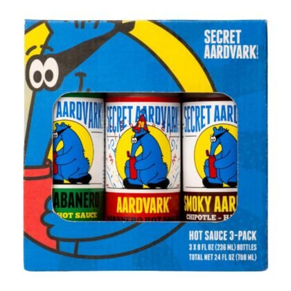 Secret Aardvark Hot Sauce Variety Pack - Hot Sauce Sampler, Spicy Hot Sauce Gift Set with Habanero, Serraberano, and Smoky Chipotle - 8 Fl Oz (Pack of 3)