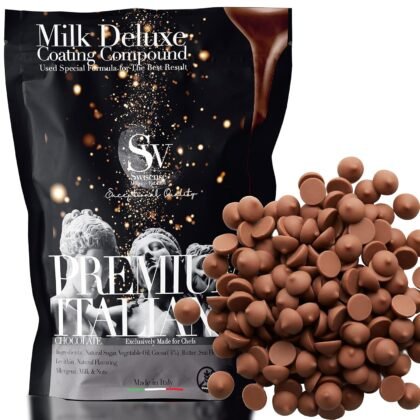 Premium Italian Melting Chocolate Candy Melts 5 Lbs | Only 5 Natural Ingredients | GMO and Gluten Free | Milk DeLuxe Compound Choco | Milk Chocolate Wafers | Resealable Pack | Perfect for Chocolate Fountain Fondue Baking Dipping