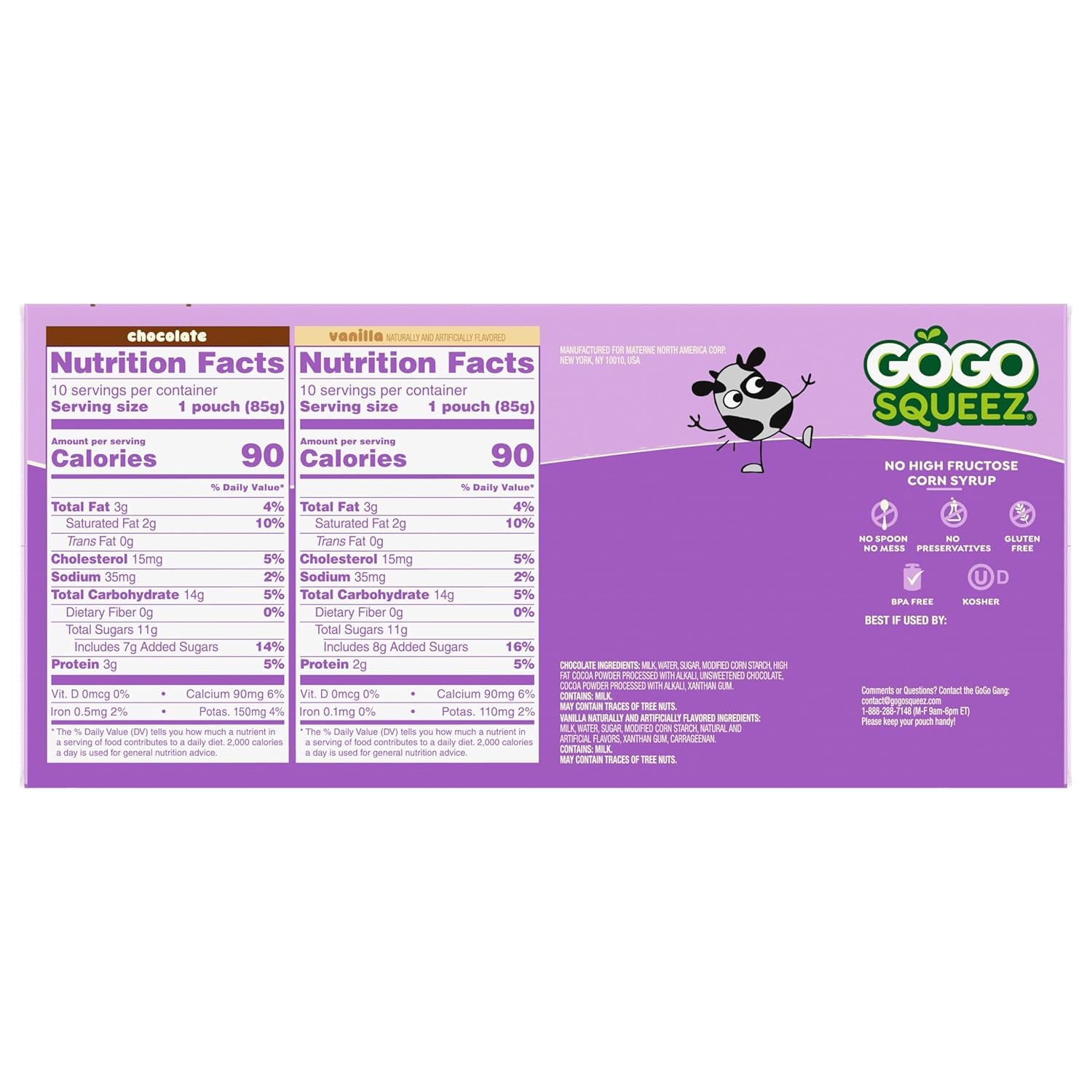GoGo squeeZ PuddingZ Variety Pack, On-the-Go Chocolate and Vanilla Pudding, 3 oz. Pouches (Pack of 20), BPA Free Pouches - Image 3