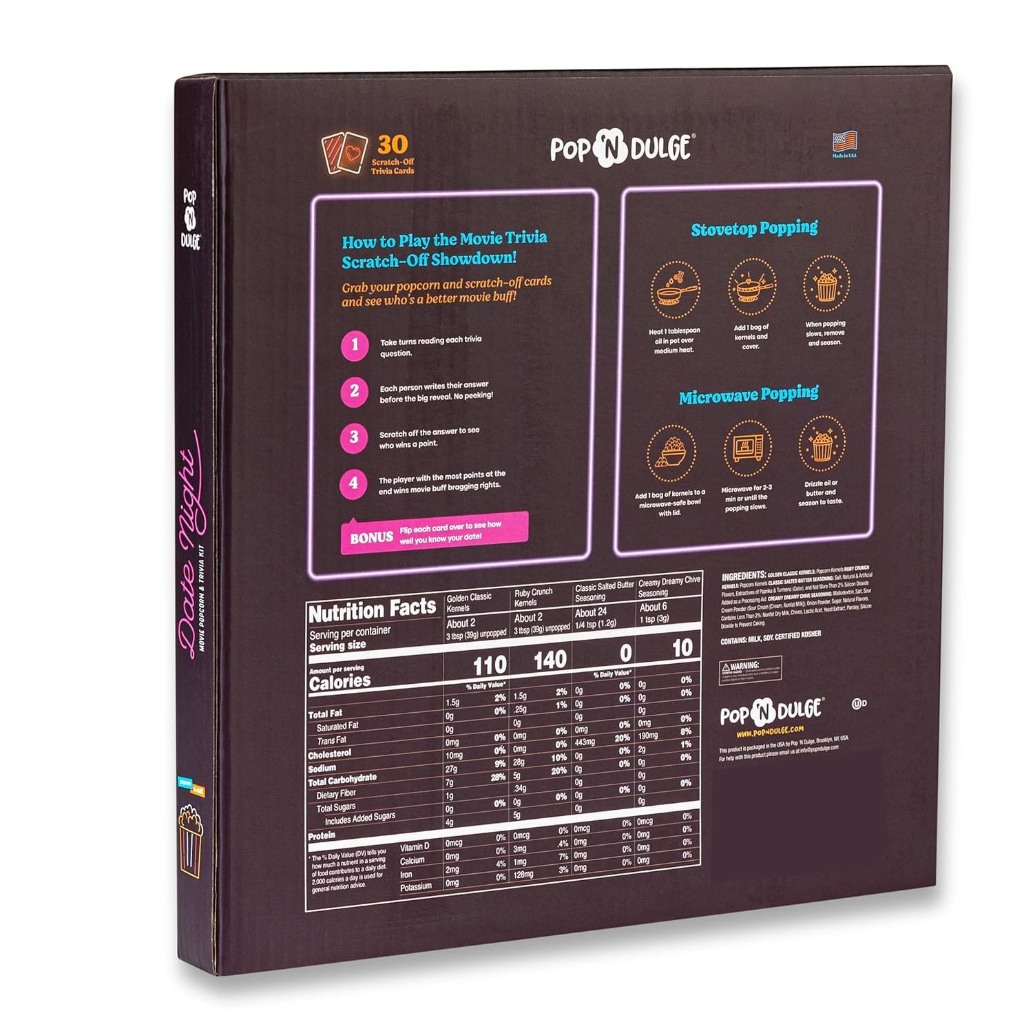 Date Night Scratch Off Cards Movie Popcorn Gift Set, Best Couples Gift Ideas, 30 Date Night Scratch Off Cards, Movie Night Dice Game, Popcorn Kernels & Gourmet Seasoning, Valentines Gifts for Her Him - Image 2