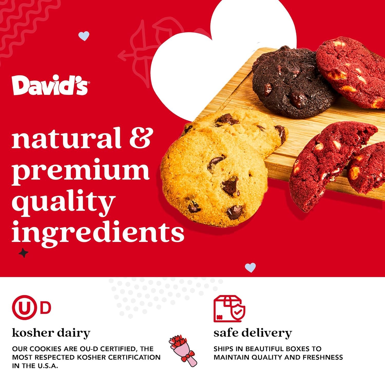 David's Cookies Mini Cookie Sampler in Love Tin, 14 oz Fresh Baked Assorted Bite Size Cookies, Chocolate Chip, Chocolate White Chip & Red Velvet, Gourmet Sweet Treat for Couples Friends - Image 4