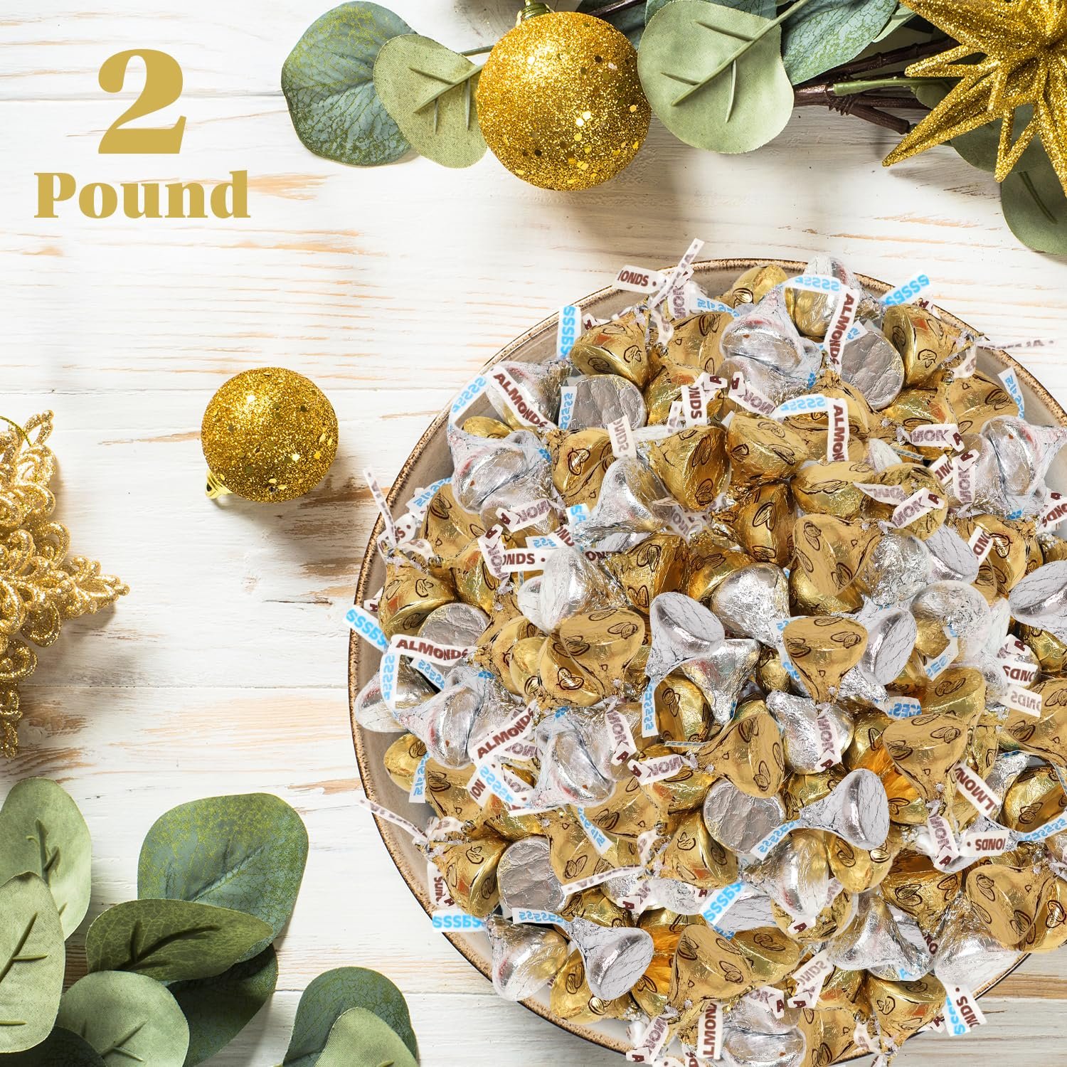 Bulk Chocolate 2 Pound Gold & Silver Foil Assorted Almond & Milk Chocolate Candy Mix - Approx. 200 Pieces Individually Wrapped for Parties, Buffets, and Gift Bags - Image 3