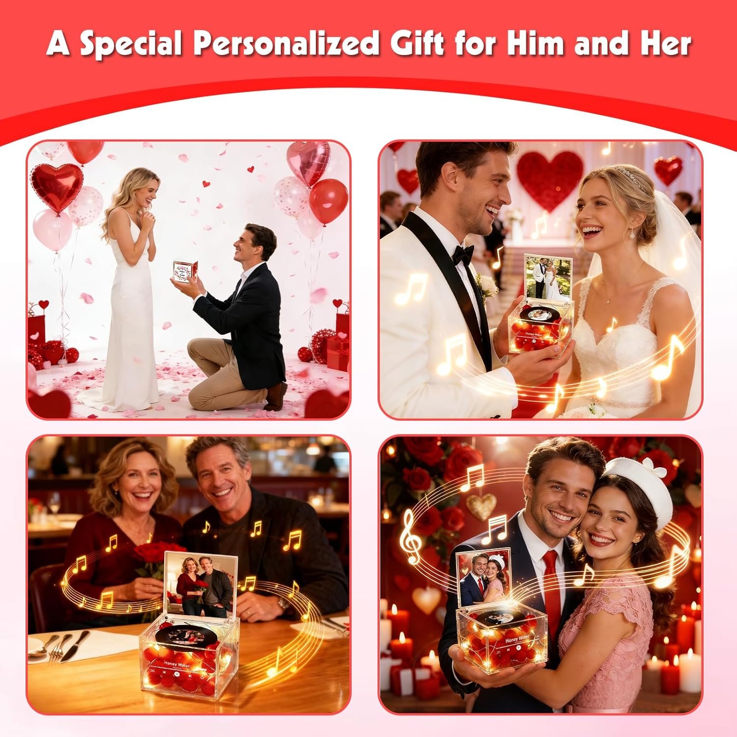 Custom Acrylic Music Box with Light – Personalized Mini Photo & Song Vinyl Record Player, Romantic Valentine’s Day Gift for Couples, Him or Her, Anniversary Birthday Gifts for Women Wife Girlfriend - Image 8