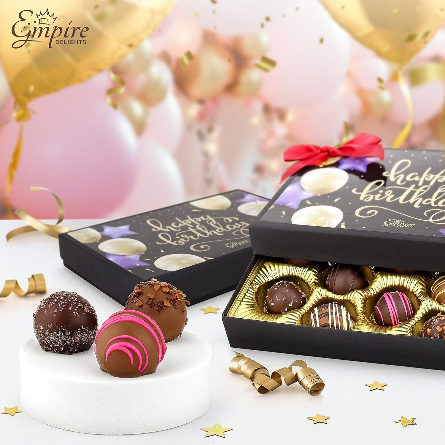 Happy Birthday Chocolates - 12 Assorted Milk & Dark Chocolate Truffles - Gourmet Box - Birthday Gifts for Women & Men, 6 oz - Image 7