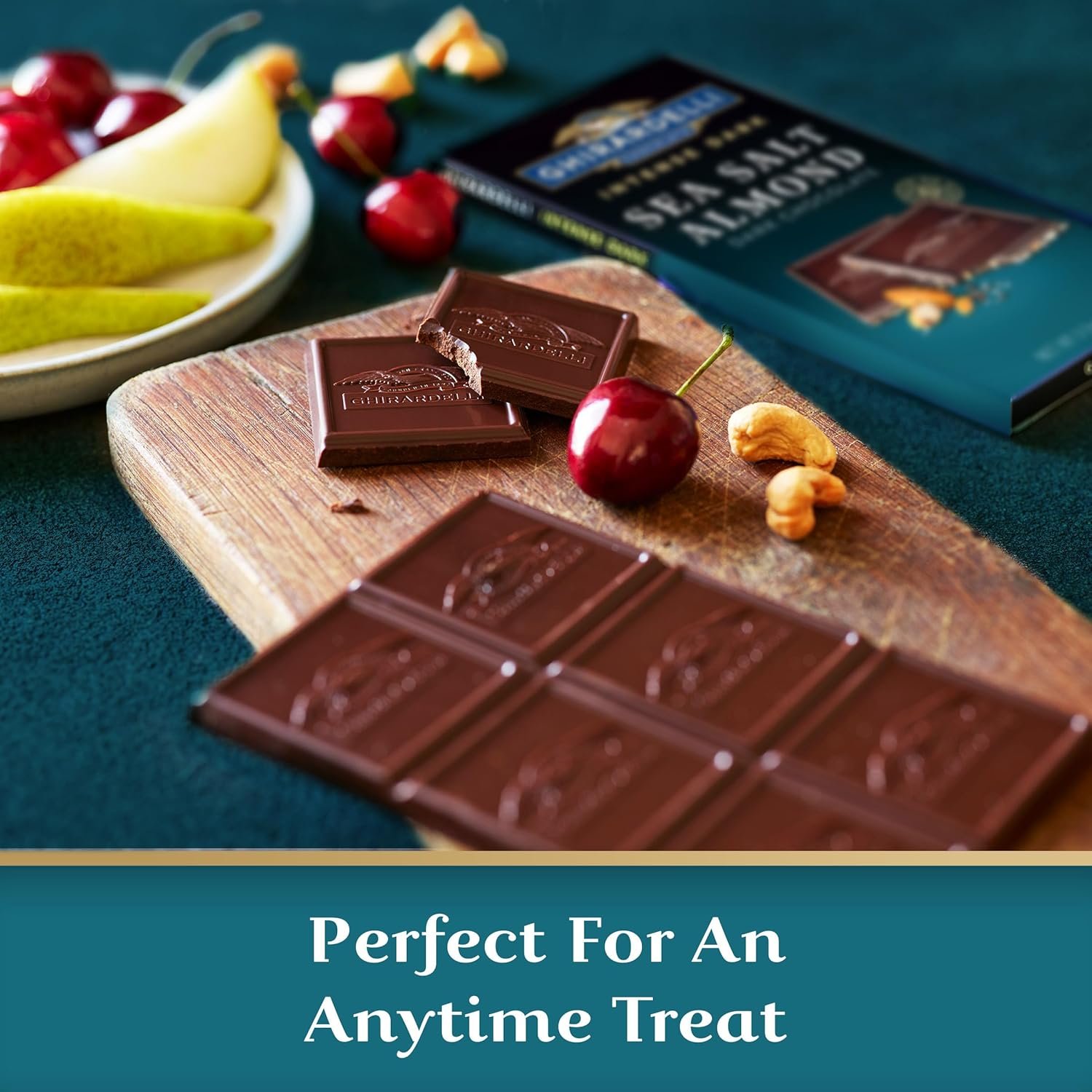 GHIRARDELLI Intense Dark Chocolate Bar, Sea Salt Almond, 3.5 Oz Bar - Image 6