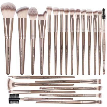 MAANGE Makeup Brush Set 23 Pcs Makeup Brushes Premium Synthetic Make up brushes Professional Face Powder Blush Pointed Eyeshadow Blending Brush Gifts for Women/Girls(Champagne)
