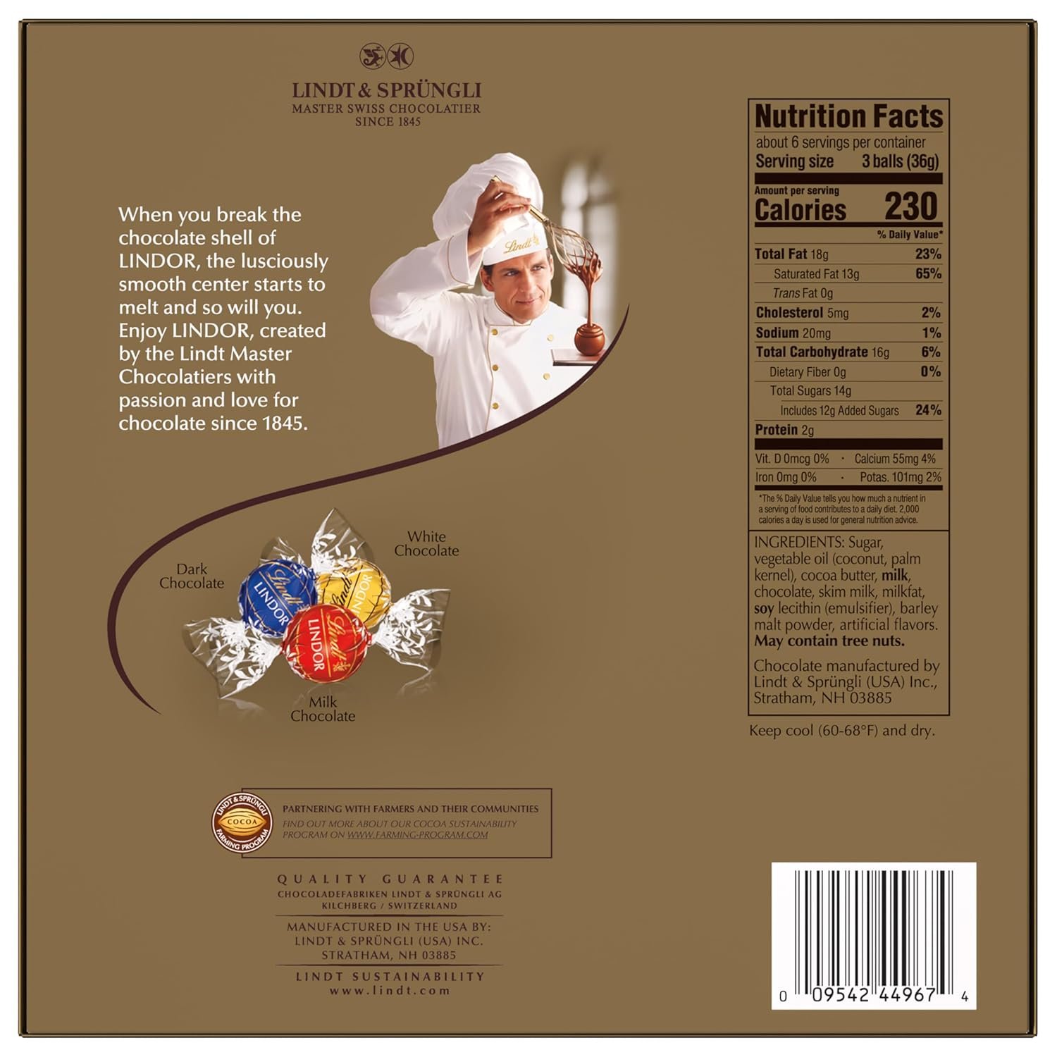 Lindt LINDOR Assorted Chocolate Candy Truffles Modern Gift Box, Assorted Chocolate Candy with Smooth, Melting Truffle Center, 7.6 oz. - Image 3