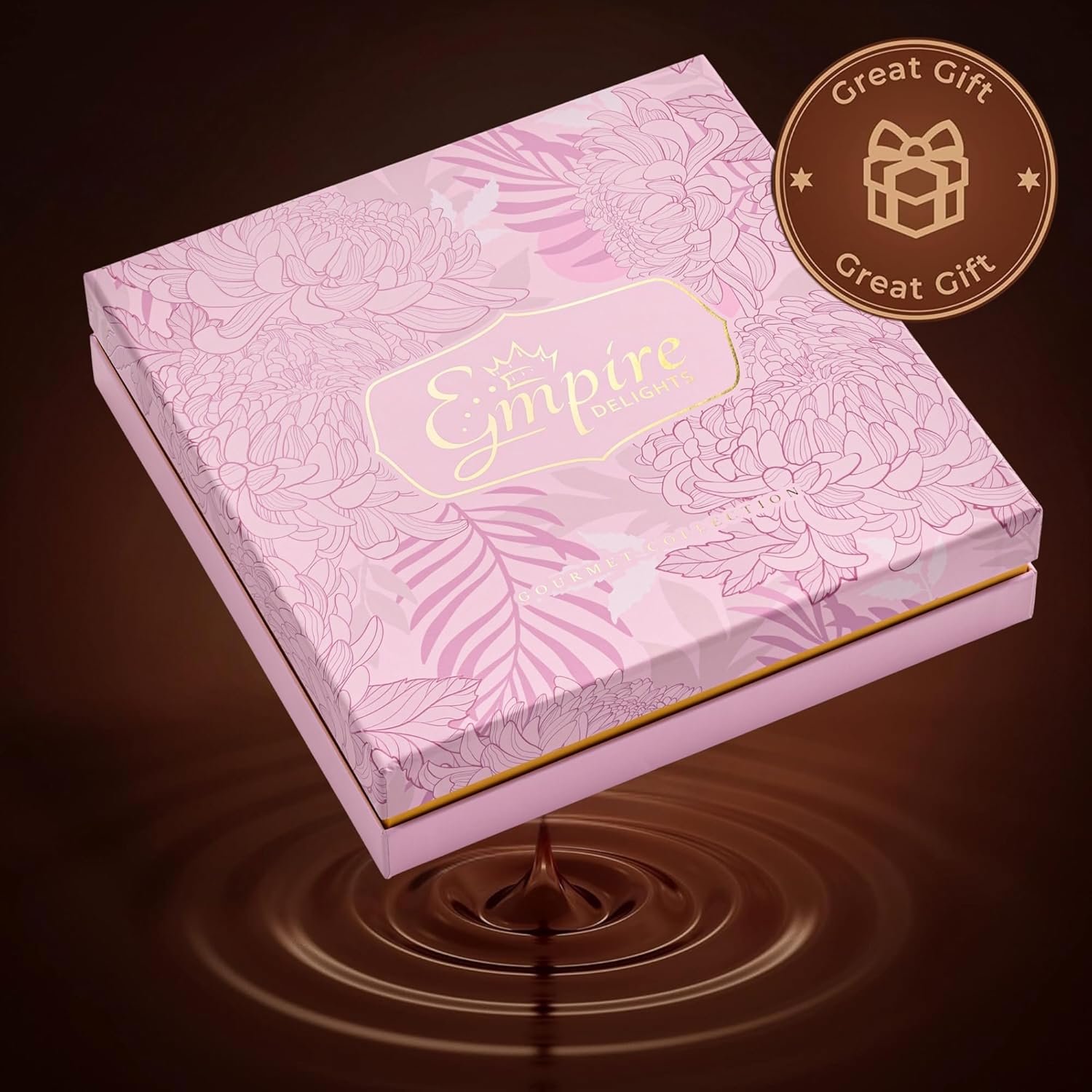 Chocolate Gift Box with Assorted Gourmet Chocolate - Pink Floral Gift Box - Food Gift Basket for Women - Birthday, Thank You, Present Idea for Her, Holiday Gift Baskets by Empire Delights - Image 8