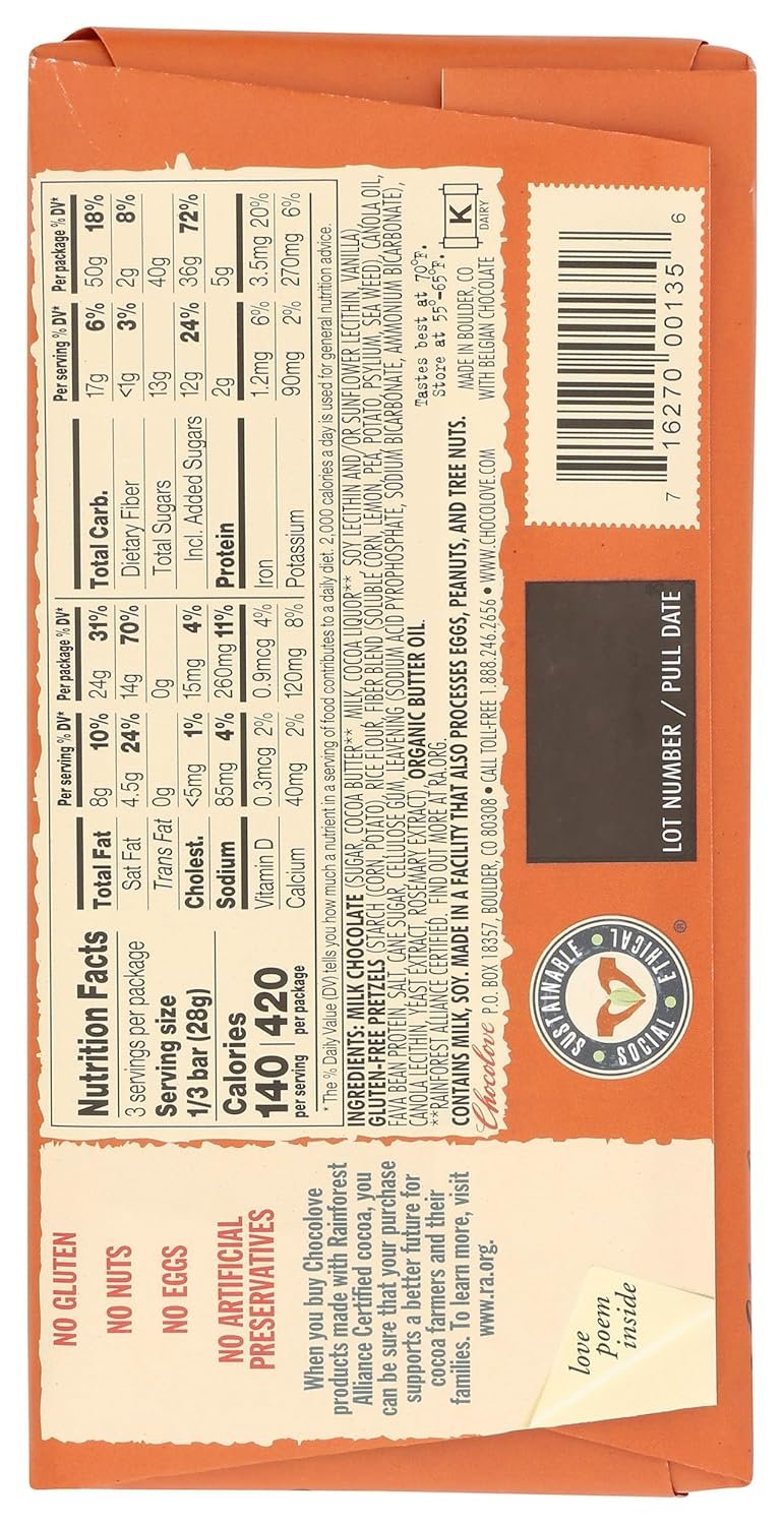 Chocolove Pretzel in Milk Chocolate, - Gluten-Free , 2.9 oz - Image 2