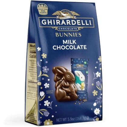 GHIRARDELLI Milk Chocolate Bunnies, 5.9 oz Bag Premium Solid Milk Chocolate Easter Candy Individually Wrapped