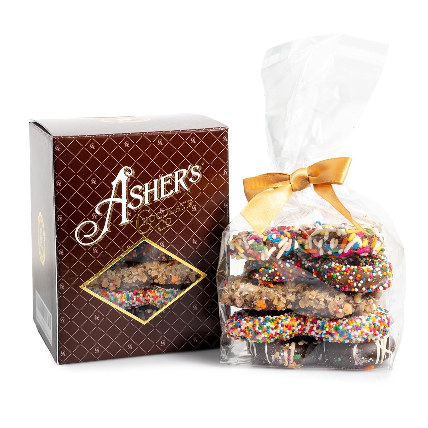 Asher's Chocolates, Chocolate Covered Pretzels Gift Basket, Holiday Assortment of Candy, Small Batches of Kosher Chocolate, Family Owned Since 1892, Improved Box Design (Milk & Dark) - Image 3