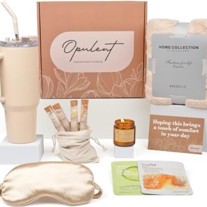 Opulent Luxury Self Care Gifts for Women - Hug in a Box Comfort Care Package - Spa Gift Set with 40 oz Tumbler & Cozy Blanket - Ideal for Get Well, Thinking of You, Birthday, Sympathy & Corporate