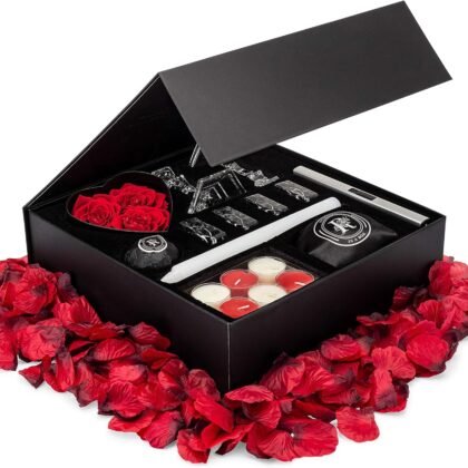 Romance Helpers Romance-in-a-Box Romantic Gift Box Romantic Decorations for Special Night | Romantic Basket with Candles and Rose Petals