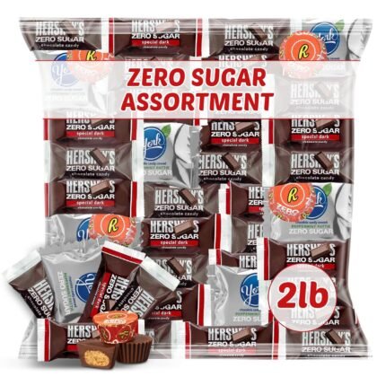 Zero Sugar Chocolate Candy Assortment Bag, 2lb | Variety Mix of Peanut Butter Cups, Dark Chocolate Squares, and Peppermint Patties