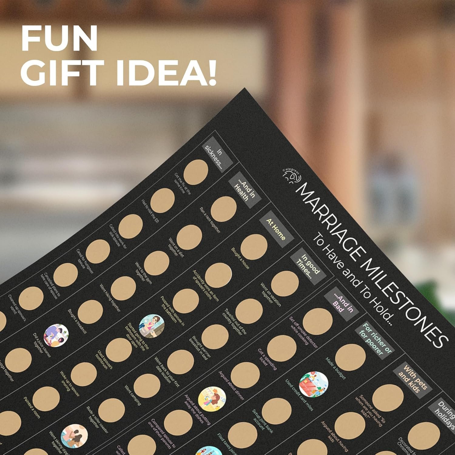 Celegreat Marriage Milestone Scratch Off Poster | Wedding Gift | Newlywed Gift | Bucket List for Couples - Image 3