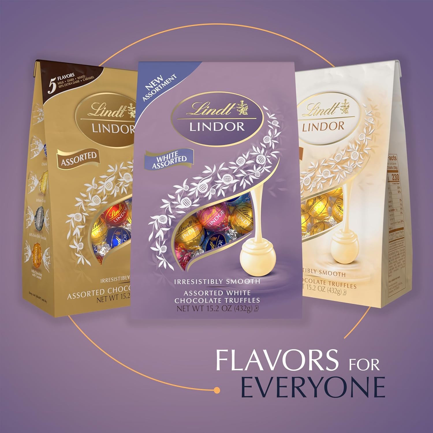 Lindt LINDOR White Chocolate Assorted Chocolate Candy Truffles with Smooth, Melting Truffle Center, 15.2 oz. Bag - Image 6