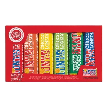 Tony’s Chocolonely Rainbow Chocolate Candy Bar Variety Pack, Belgian Dark & Milk Chocolate With Sea Salt, Caramel, Almond, Hazelnut, & Nougat, Made From Quality Fairtrade Cocoa, 6 Bars, 10.16 Oz