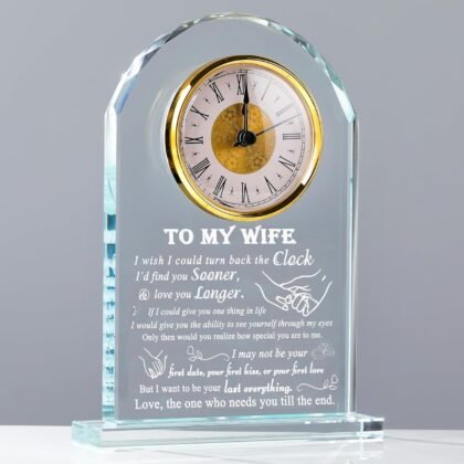 Movdyka Gifts for Wife from Husband Unique - Crystal Clock Engraved Personalized Gifts for My Lover Who Has Everything - Birthday Anniversary Wedding Present Ideas for Wife