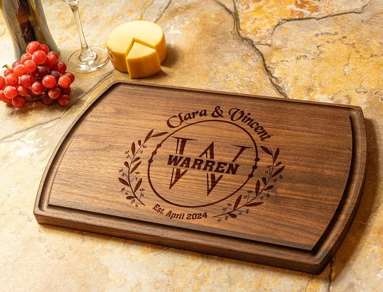 Personalized Christmas Gifts - Custom Engraved Wood Cutting Boards - Unique Christmas, Wedding, Bridal Shower, Anniversary, Housewarming, Real Estate Closing Gift Idea For Couples, Friends, Family - Image 9