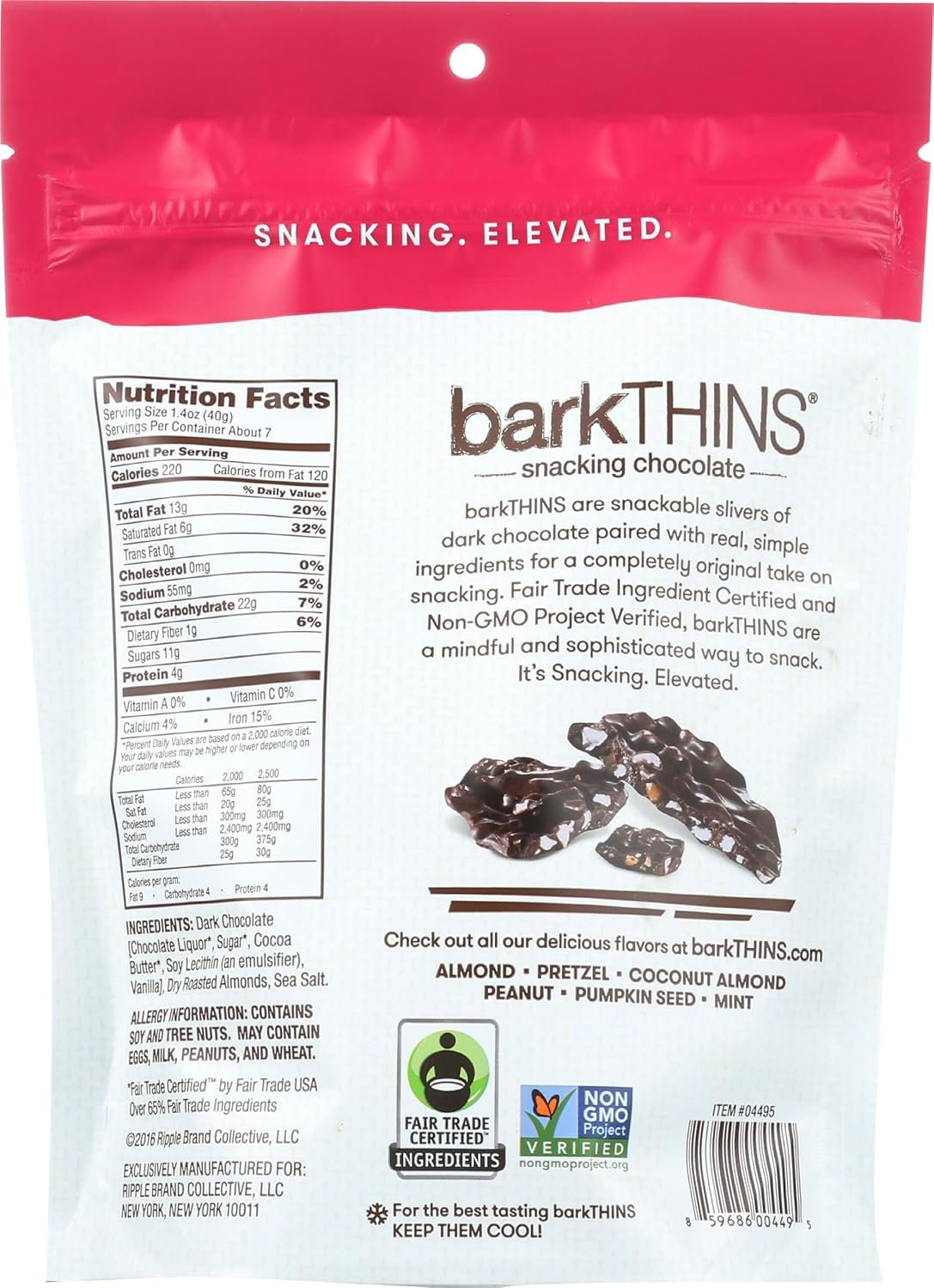 Barkthins, Snacking Chocolate Dark Almond, 10 Ounce - Image 2
