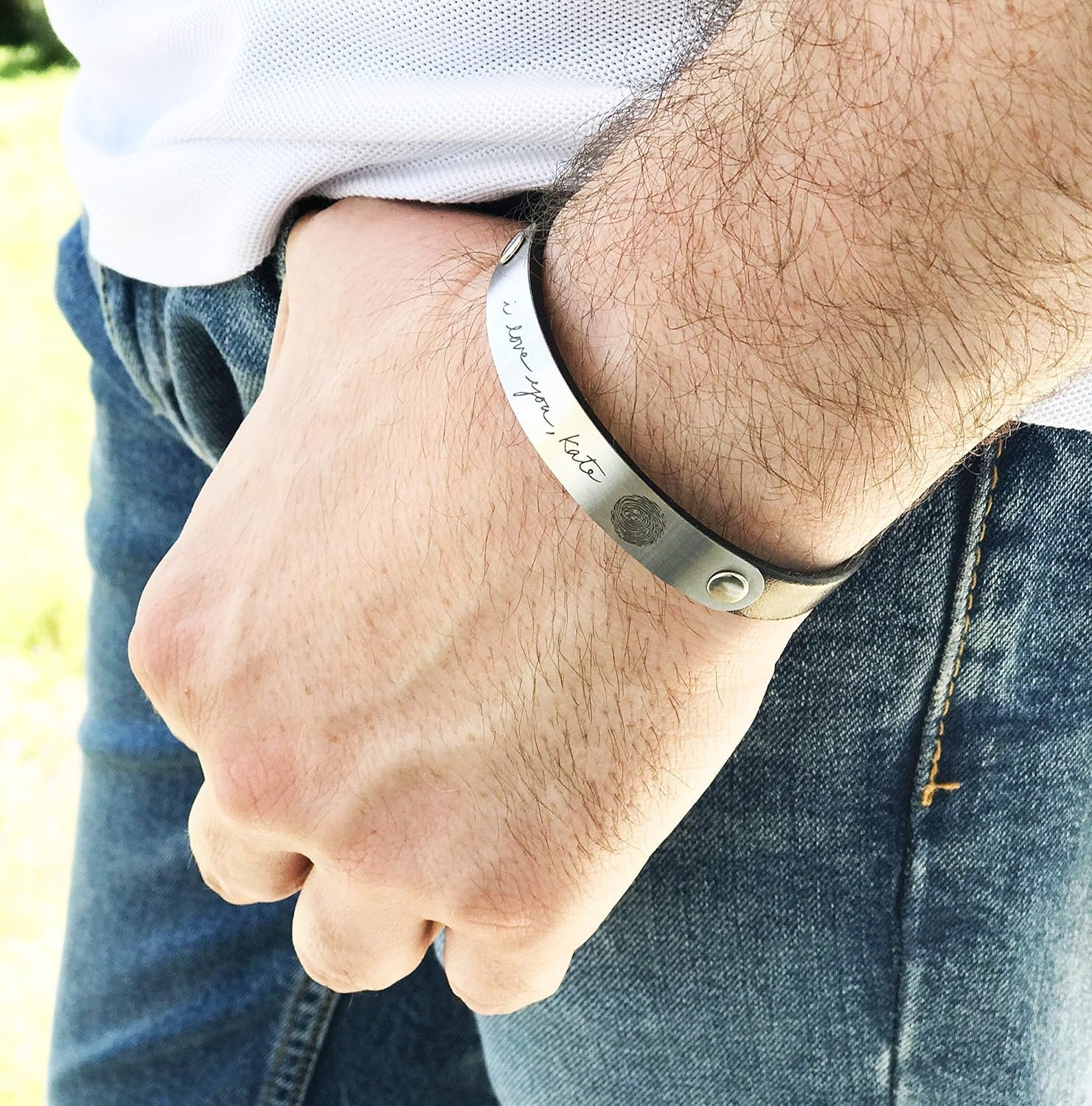 Actual Handwriting Bracelet Custom Signature Fingerprint Sympathy Gift - Image 3