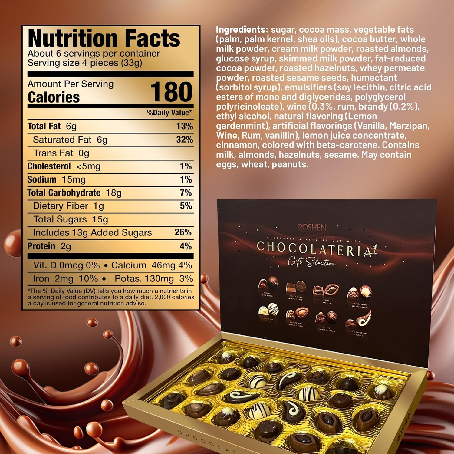 Roshen Assortment "Chocolateria" Candy Gift Box (194gr/6.84oz) - Image 2