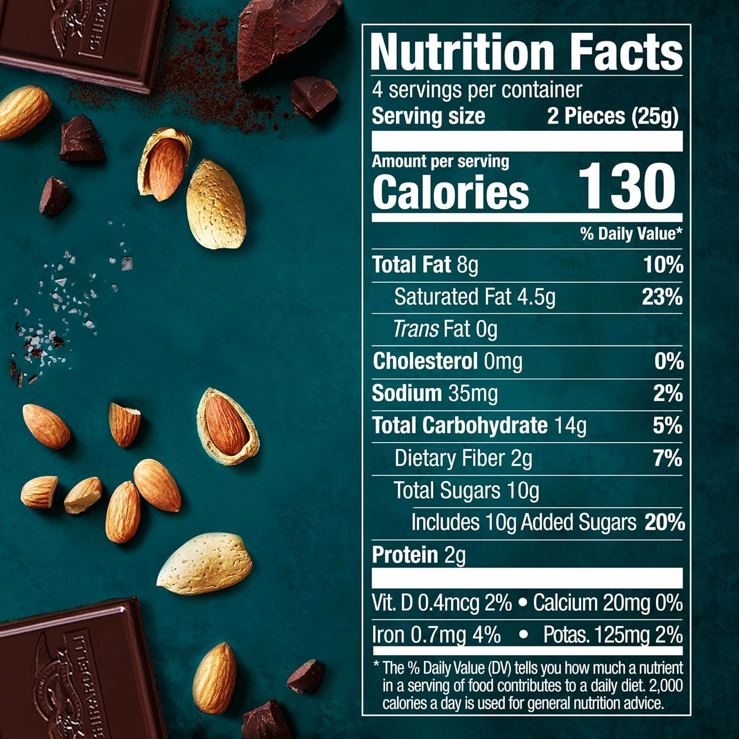 GHIRARDELLI Intense Dark Chocolate Bar, Sea Salt Almond, 3.5 Oz Bar - Image 2