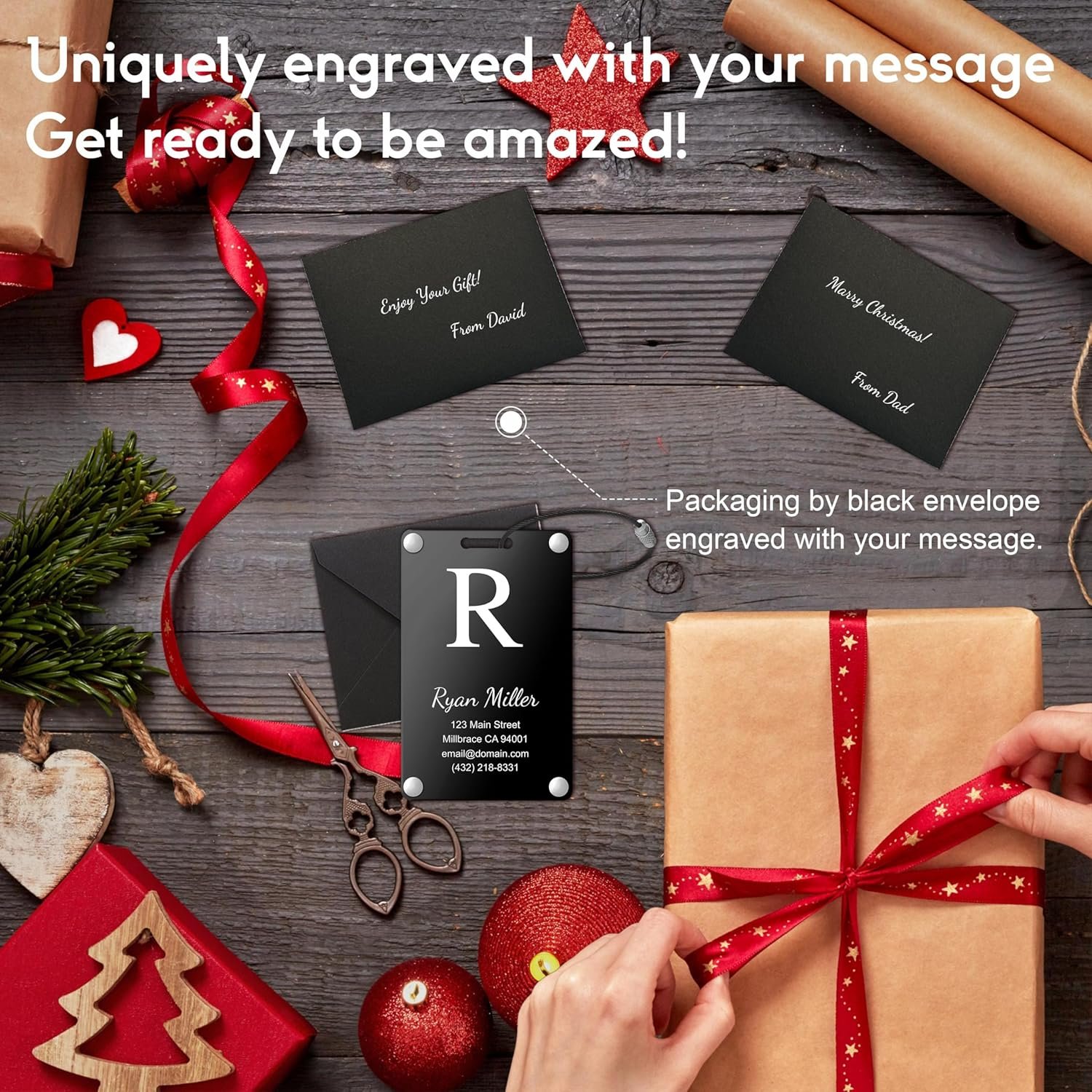 Personalized Luggage Tags: Custom Metal Luggage Tags for Suitcases, Backpacks and Bags with Your Personalized Text (Black) - Image 6