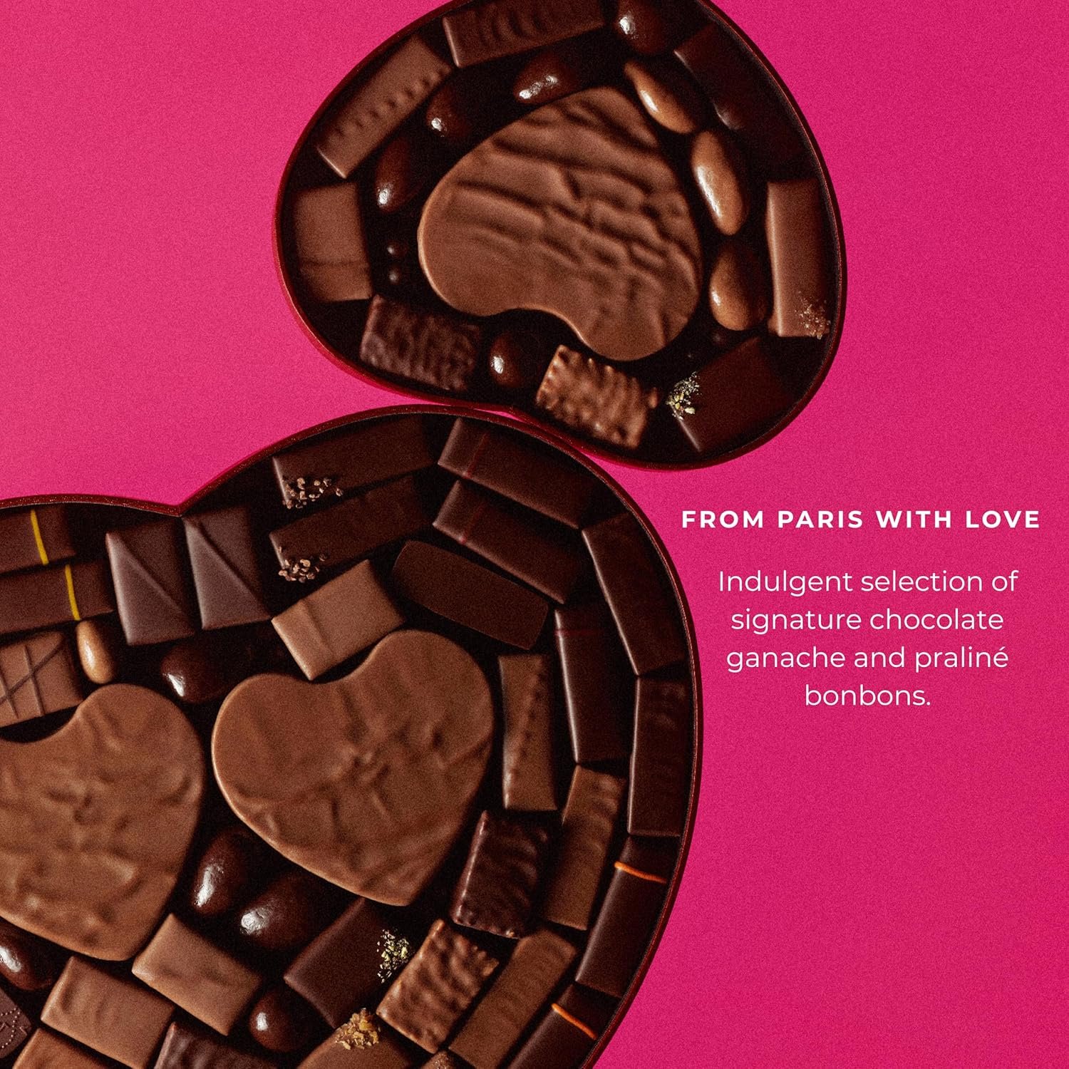 LA MAISON DU CHOCOLAT Heart Gift Box, Valentine's Day Luxury Heart Chocolate Gift Box for Romantic Gifting, Gourmet Milk and Dark French Chocolate (Large) - Image 3