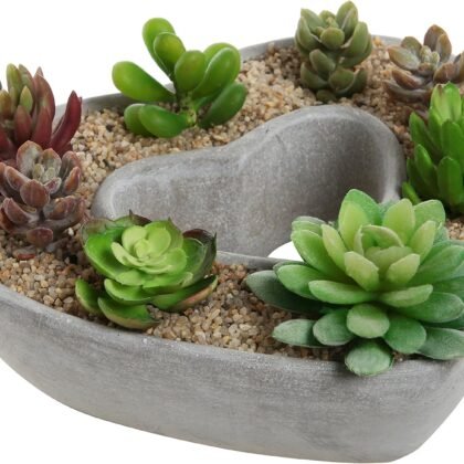 MyGift Gray Cement Succulent Plant Pot with Drainage Hole, Heart Shaped, for Indoor Plants Cactus, Flowers, Home Decor, Wedding Decor, Birthday Party Decor