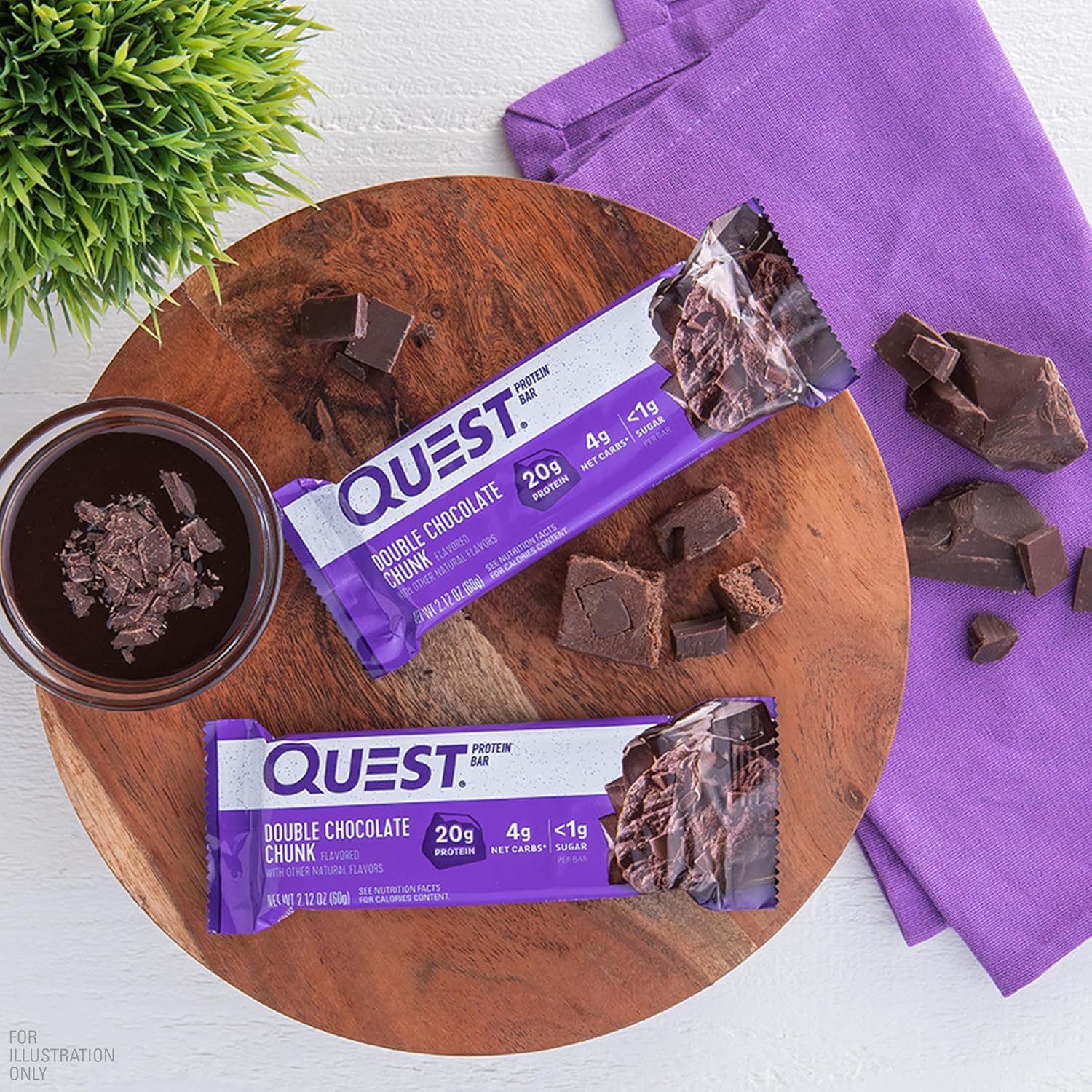 Quest Nutrition Double Chocolate Chunk Protein Bars, 20g Protein Bars, 1g Sugar, 4g Net Carb, Gluten Free, Keto Friendly, 4 Count - Image 5