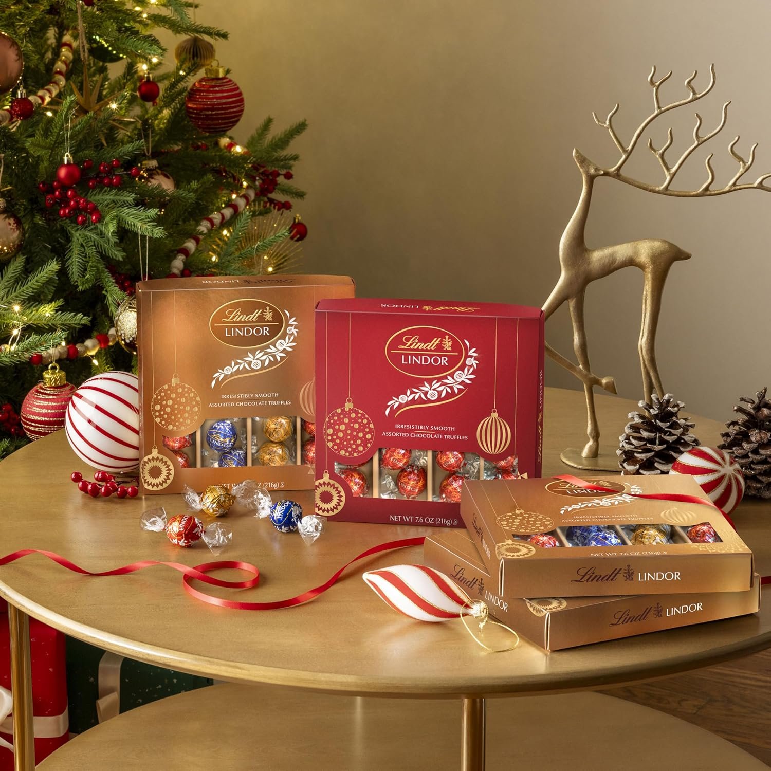 Lindt LINDOR Assorted Chocolate Candy Truffles Modern Gift Box, Assorted Chocolate Candy with Smooth, Melting Truffle Center, 7.6 oz. - Image 4