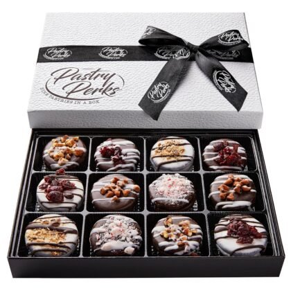 Pastry Perks Cookies Purim Gift Basket 12 Gourmet Chocolate Covered | Christmas Gifts for Women & Men, Mom, Dad, Grandma | Thanksgiving Food Delivery