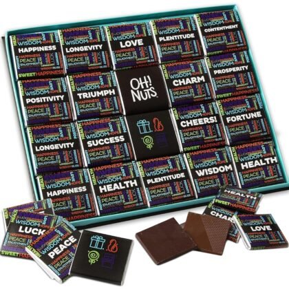 Oh! Nuts Chocolate Gift Basket - Gourmet Belgium Chocolates Gifts Baskets - Assorted Flavors Chocolate Blessings Wishes Gifts Box - Perfect for Holiday, Family, Corporate, Men & Women - 20 PCs