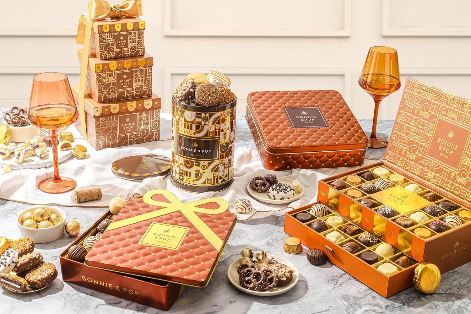 Chocolate Gift Basket, Candy Food Gifts, Gourmet Snack Box, Holiday Present Idea, Corporate Him & Her, Men, Women, Two-Tier Box with Assorted Belgian Truffles, 10+ Flavors, Bonnie and Pop (Copper) - Image 7