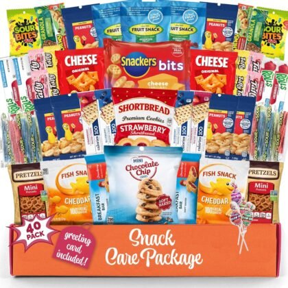 Snacks Variety Pack for Adults, Kids & Teens (40 Count) - Snack Box Variety Pack with Chips, Cookies & Bars for Office Treats, Birthdays, Travel, Movie Nights & Care Package for College Students