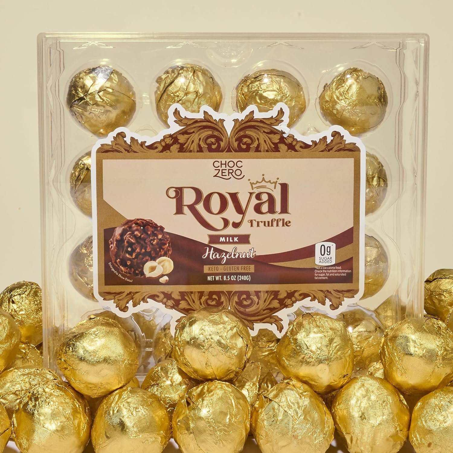 ChocZero Milk Chocolate Hazelnut Truffles, Zero Added Sugar, Gluten Free, Keto Holiday Gift, High Fiber, 16 Individually Wrapped Pieces, 8.5 Ounce (Pack of 1) - Image 6