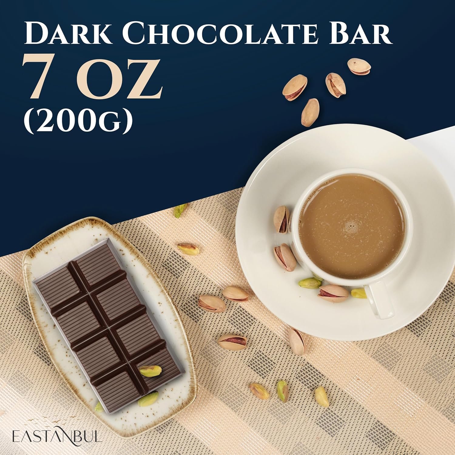 Eastanbul Dubai Dark Chocolate Bar Pistachio, 7oz, Premium Belgium Chocolate, Pistachio Dubai Bar, Viral Candy with Shredded Phyllo Dough, Knafeh, Gift Box - Image 4