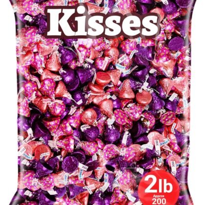 Chocolate Kisses Drops, Individually Wrapped Foil Candy, 2 Lbs, About 200 Pieces, Milk, Special Dark And Rainbow Brownie Flavors, Share-Ready For Treat Bags And Party Favors