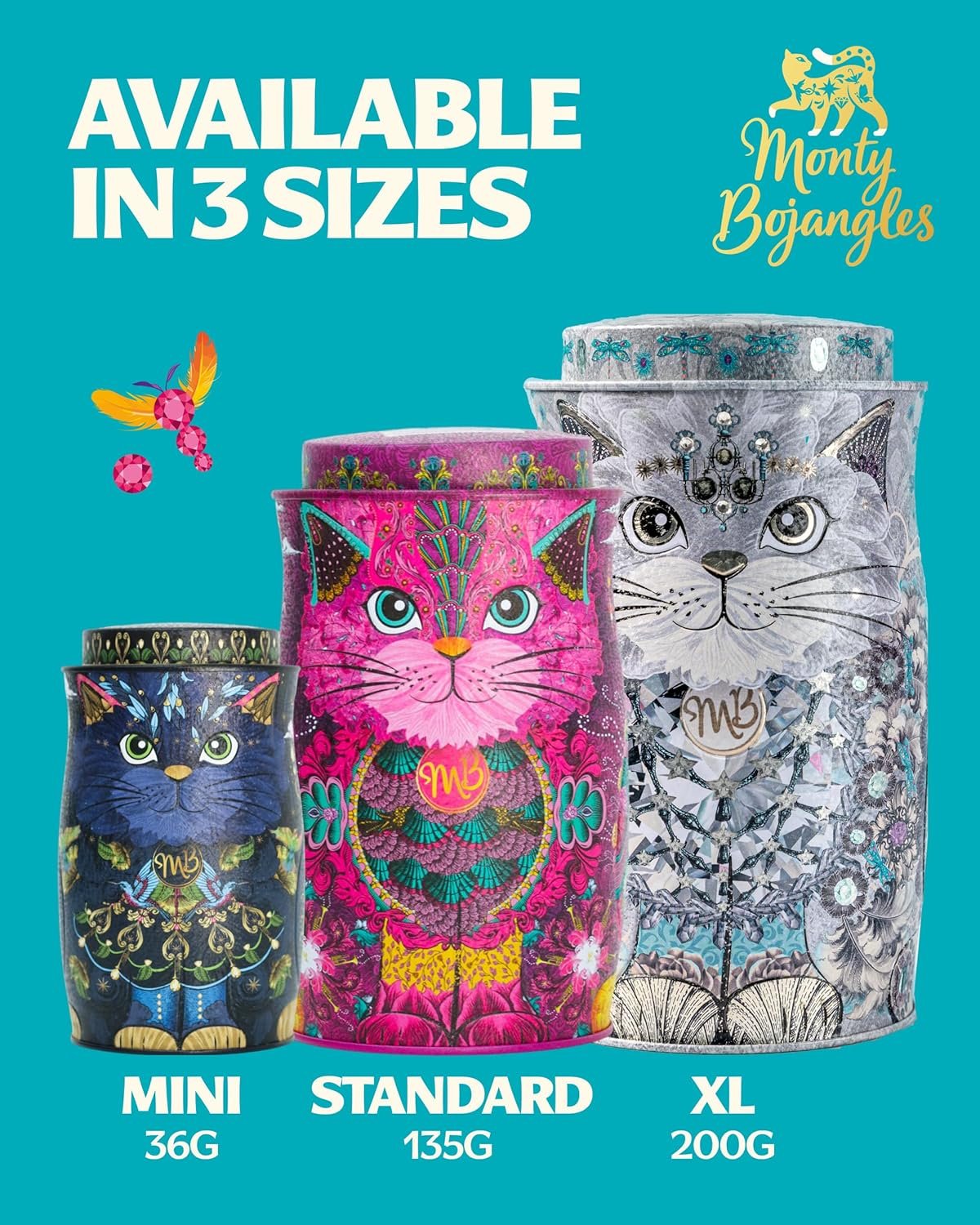 Monty Bojangles Persian Pink Cocoa Dusted Truffles Cat Tin (4.37 oz) - Choccy Scoffy Flavoured Luxury Chocolatey Truffles - Collectable Cat Tin Chocolate Gift With Bespoke Design - Image 2